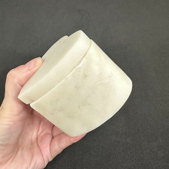 Vintage 80's Trinket Box Stone White Heart Jewelry Ring Dish Love Witchy - Picture 3 of 6